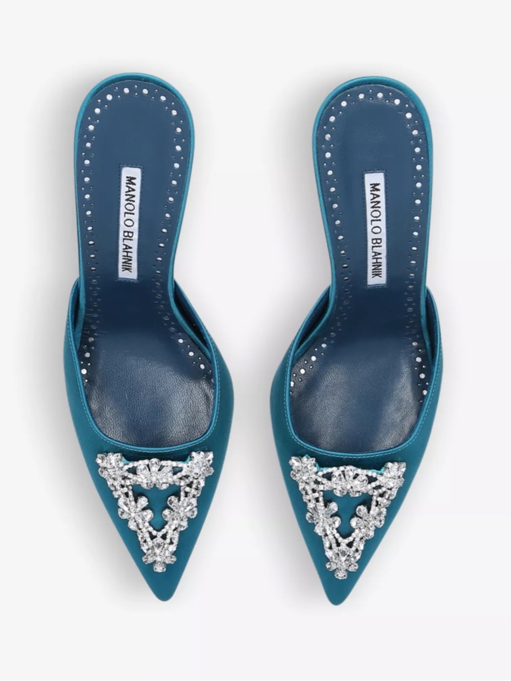 Manolo Blahnik Namutri 90 Satin Pump, Blue Sz 37 NWOB